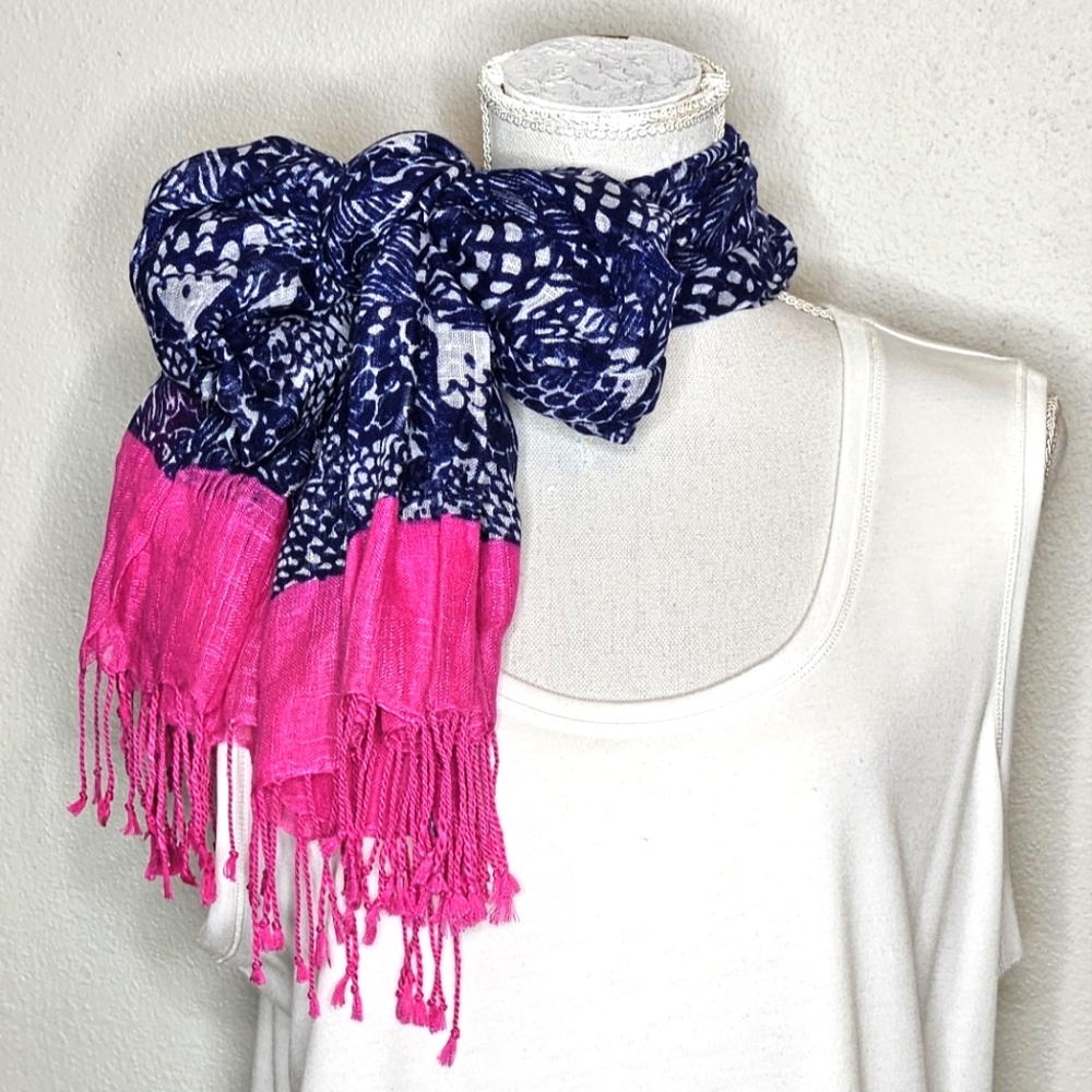 Lilly Pulitzer for Target Upstream Fish Scarf with Fringe Trim New With …